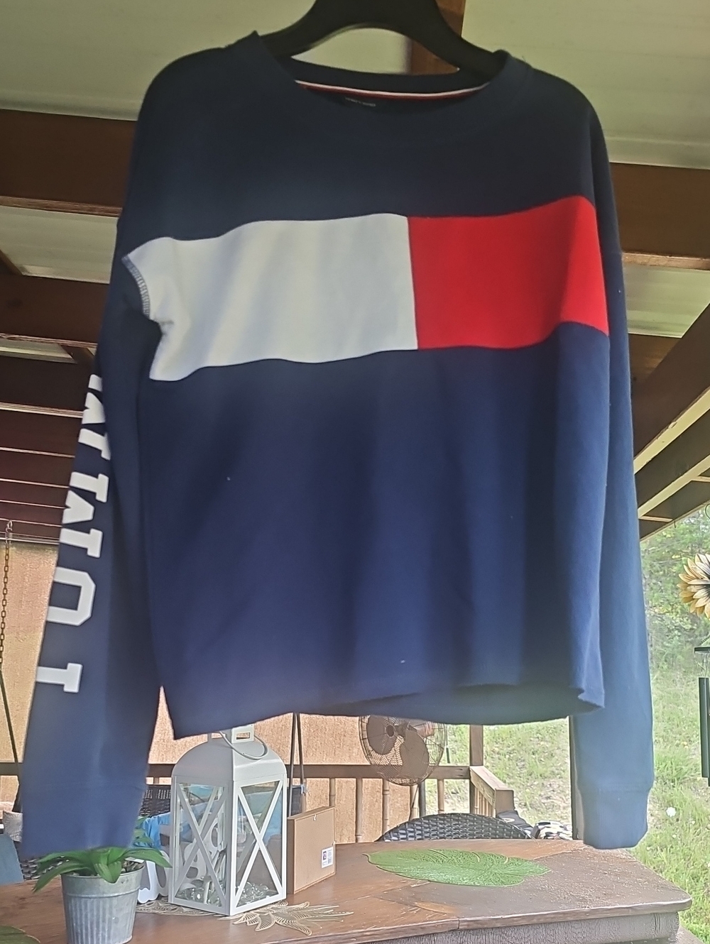 Kids Navy Colorblock Crewneck Sweater - Navy/White/Red Tommy HILLFIG. sweater